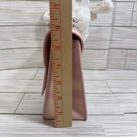 CHARLES & KEITH PASTEL PINK TIE DYE SILVER TONE CHAIN FAUX LEATHER CROSSBODY NWT - Picture 5 of 9